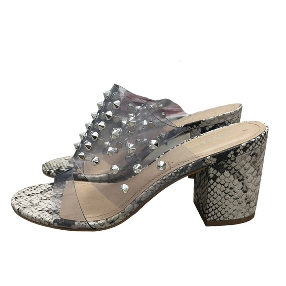Carvela Made in Brazil Studded Clear Snake Print Block Heel Sandals Size 38 - Picture 2 of 9
